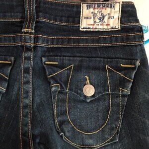 True Religion sz 26 Julie Raw Hem Dark Wash Skinny Jeans